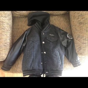Black leather kids coat